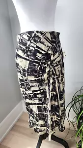 Lafayette 148 New York 100% Silk Size 8 Abstract A- Line Skirt Ivory/Black NWT - Picture 1 of 14