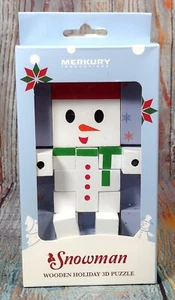 Puzzle 3D Merkury Innovations muñeco de nieve de madera vacaciones TOTALMENTE NUEVO - Imagen 1 de 6