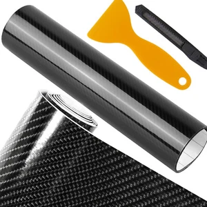7D Premium Super Gloss Carbon Fiber Vinyl Film Car Wrap Bubble Free Air Release - Picture 1 of 15