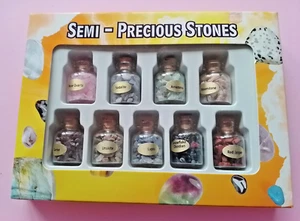 9 Small Jars Of Semi-precious Stones Collection Set. New - Picture 1 of 5