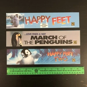 HAPPY FEET & MARCH OF THE PENGUINS Movie Mylar Poster 3 Set 2.5x11.5 DS OG - Picture 1 of 5
