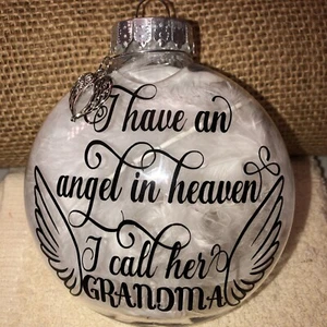 Ich habe einen Engel im Himmel Ich nenne sie Oma Denkmal 4" Ornament Handarbeit Neu - Bild 1 von 4