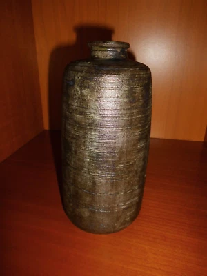 Vase, Blumenvase, braun, ca. 19 cm hoch, Handarbeit, Pottladen, getöpfert - Bild 1 von 3