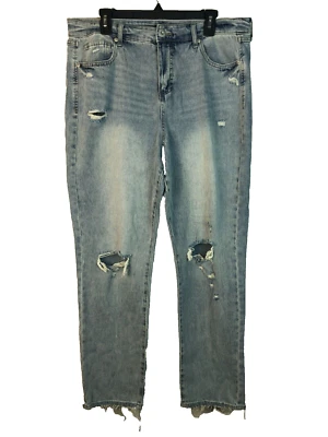 Jean INC pierna recta desgastado lavado medio retro dobladillo deshilachado 16/33 Foto 1 de 4
