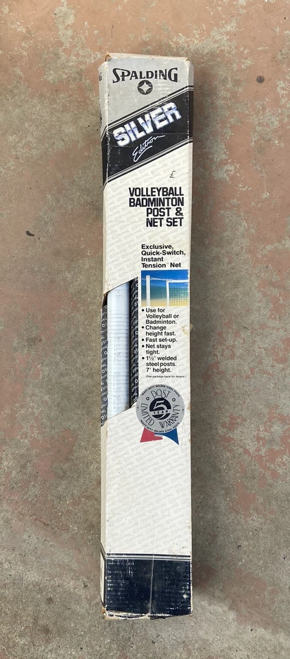 Juego de postes de bádminton de voleibol Spaulding de colección y red de tensión edición plateada acero Foto 1 de 4