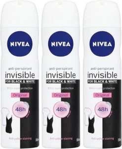 Nivea Anti-Perspirant Deodorant Black & White Invisible Original Women 150ml x 3 - Picture 1 of 6