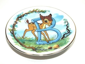 Walt Disney Collection Alphabet Letter B Mini Plate Porcelain Bambi Deer Animal - Picture 1 of 12