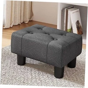 Small Foot Stool Ottoman, Fabric Tufted Footrest with Plastic Carbon Gray - Picture 1 of 7