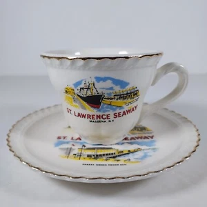 Cup & Saucer St. Lawrence Seaway Massena N.Y. Demitassee/Espresso/Tea - Picture 1 of 9