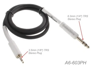3ft Premium 3.5mm Stereo Male to 1/4" Stereo TRS Male Audio Cable, A6-603PH - Picture 1 of 3