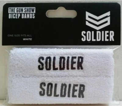 Soldier The Gun Show Bicep Bands WHT One Size Fits All Brand New Unisex