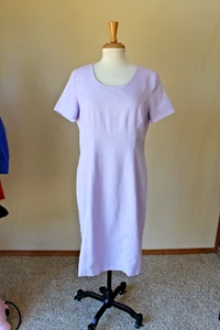 Chadwicks Classics Lavender Linen Purple Midi Dress Short Sleeve 12 - Picture 1 of 2