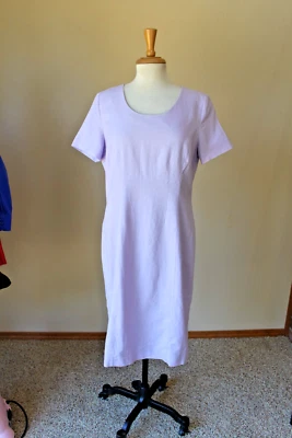 Vestido midi Chadwicks Classics lavanda lino púrpura manga corta 12 Foto 1 de 2