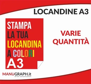 STAMPA 10 LOCANDINE A3 PUBBLICITARIE A COLORI SU CARTA 135 GR VARIE QUANTITà - Foto 1 di 2