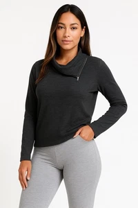 Rachel Zoe Designer Grey Zip Neck Casual Lagenlook Jumper Medium 20' Pit - Picture 1 of 6