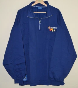 Vtg 90s FOSTERS F1 Formula 1 Blue Sweatshirt Long Sleeve 1/4 Zip Cotton Mens XL - Picture 1 of 6