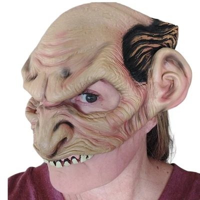 2001 Disguise Scary Old Man Bald Bad Teeth Rubber Halloween Costume Half Mask - Image 1 of 4
