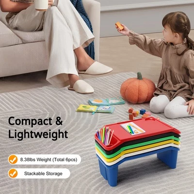 Conjunto de 6 bandejas de plástico para laptop café da manhã PP infantil com bolsos laterais - Imagem 1 de 4