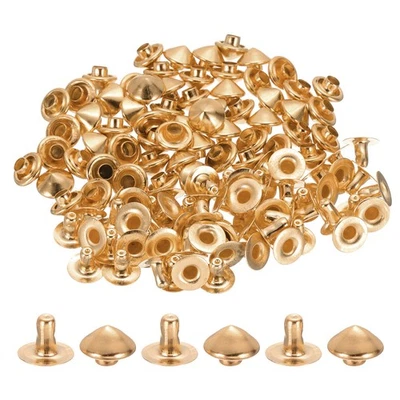 8mm Spike Rivets, 60 Sets Round Studs Rivet Rapid Punk Spikes, Light Gold - Изображение 1 из 4