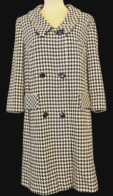 Abrigo moderno Deb beige negro pata de gallo para mujer S lana prendas exteriores mediados de siglo Foto 1 de 4