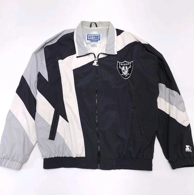 Jaqueta corta-vento Oakland Raiders STAR 90s Starter L preta NFL Pro Line vintage - Imagem 1 de 4