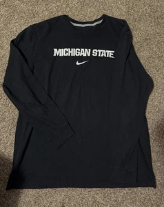 Nike Michigan State Spartans Long Sleeve Black & White Shirt MSU Mens Size 2XL - Picture 1 of 2
