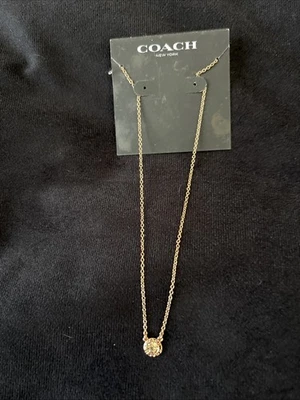 蔻驰纽约黄金水晶吊坠项链 — 第 1/4 张图片