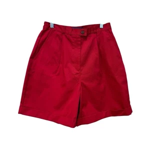 Vintage Karen Scott Women's Size 12 High Waisted Pleated Chino Red Shorts - Picture 1 of 10