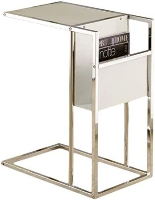 NOVA mesa de lanche retrô cromada com vidro fosco com carregador - Imagem 1 de 4