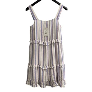 Rails Dress Womens XS Sandy Linen Blend Tahiti Stripe Tiered Ruffle Beach Preppy - Bild 1 von 11