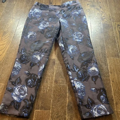 Pantalones Talbots para mujer talla 6p gris azul floral cremallera lateral pierna cónica tejida Foto 1 de 4