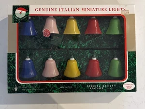 RARE Vintage Genuine Italian Miniature Christmas Lites Light Set 10 Bells NEW - Picture 1 of 14