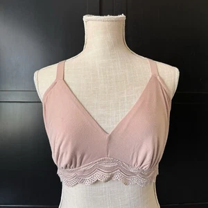 Cosabella Bra Womens Medium Pink Beige Lace Wireless Adjustable - Picture 1 of 9
