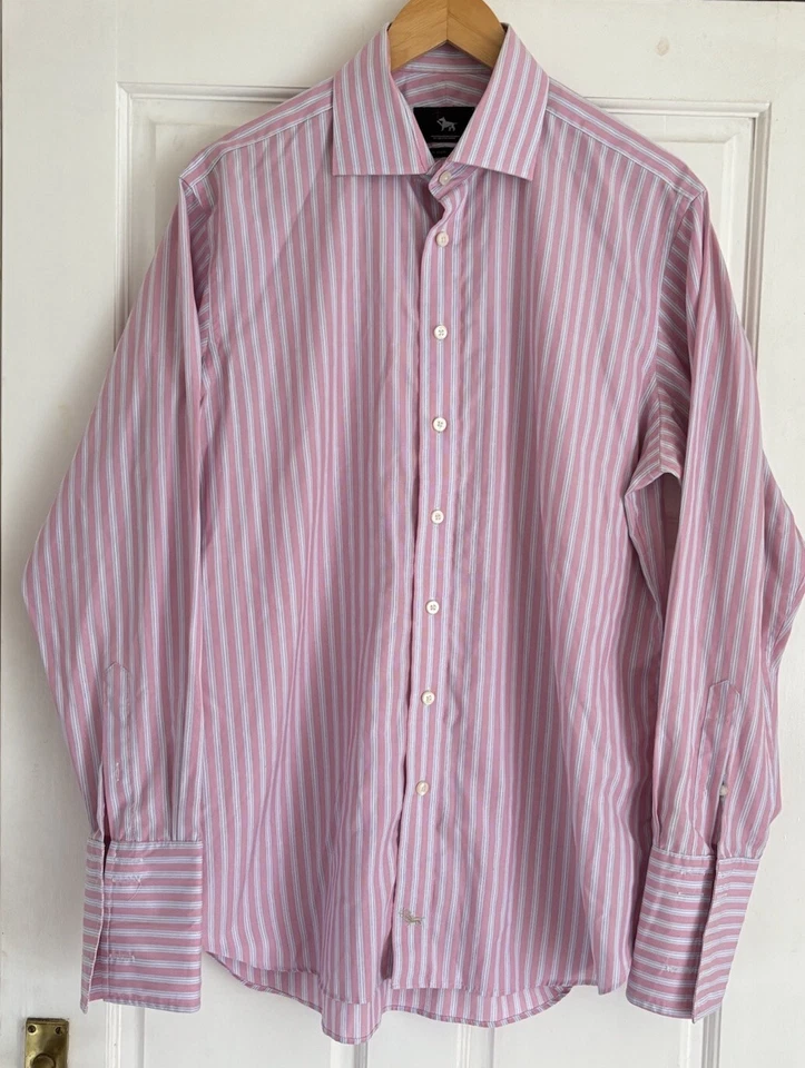 CHESTER BARRIE Mens 16/41 Dress Shirt Long Sleeve Pink Striped Non-Iron Formal - Image 1 of 4
