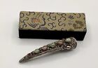 Antique Chinese Qing Dynasty Silver Filigree Jewelled Fingernail Guard Brooch.