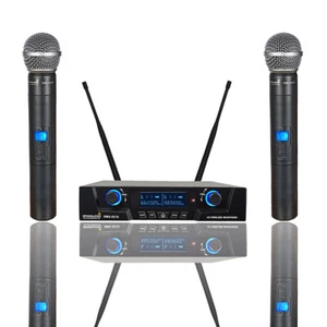 UHF Wireless Mikrofonsystem Pro Audio 2 Kanal Handmikrofon Metall Dynamisches Mikrofon - Bild 1 von 12