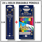 HELIX OXFORD ERASABLE COLOURING & HB PENCILS WITH ERASER 12 OF EACH = 24 PENCILS