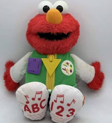 Peluche Elmo 14" ABC 123 Formas Listo 4 Escuela Hablando Cantando Sésamo Muñeca Foto 1 de 4
