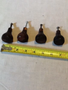 4 VINTAGE HOMEMADE WOODEN WINE GLASS DRAWER KNOBS 1.75 X 1.25 BROWN 62023b - Picture 1 of 8