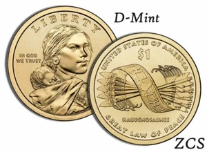 2010 D Native American One Dollar Mint Coin Sacagawea Great Law Of Peace Money - Picture 1 of 4