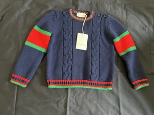 Gucci pull wool cable  Knit w/web Sweater kids size 36 - Picture 1 of 16