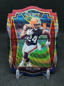 Nick Chubb 2020 Select #125 Die Cut Red White Blue Wave Prizm Browns Nice! - Picture 1 of 2