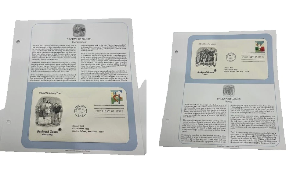 Backyard Games Series FDC First Day of Issue Envelopes / Stamps w/ Card - Image 1 of 1