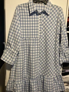 Gabby Isabella Lagenlook Sommerkleid asymmetrischer Saum Oversize Gr. S kariert - Bild 1 von 14