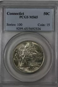 1935 .50 PCGS MS 65 CONNECTICUT Classic Commemorative Coin, US Commemorative - Picture 1 of 2