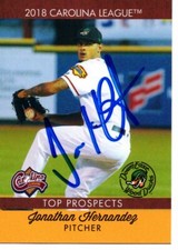 Jonathan Hernandez 2018 Down East Carolina League Top Prospects Signed Card
