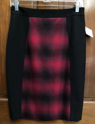 Falda lápiz recta halógena para mujer negra y borgoña talla 2 forrada carrera Foto 1 de 4