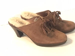 Ugg AustraliaBrown Molly Lace Up Slip On Sherpa Lined Heel Shoe 5566 Womens Sz 7 - Picture 1 of 8