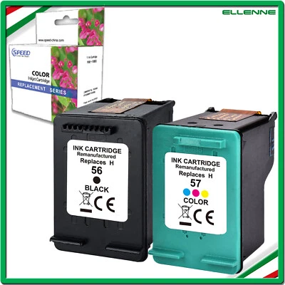 ✅ 2 CARTUCCE COMPATIBILE CON HP 56 XL+57 XL NERO+COLORE OFFICEJET DESKJET 5150 ✅ - Immagine 1 di 4