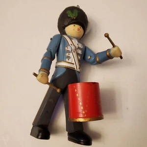 Vintage Hard Plastic Toy Drum Major Articulated Limbs Christmas Ornament - Picture 1 of 7